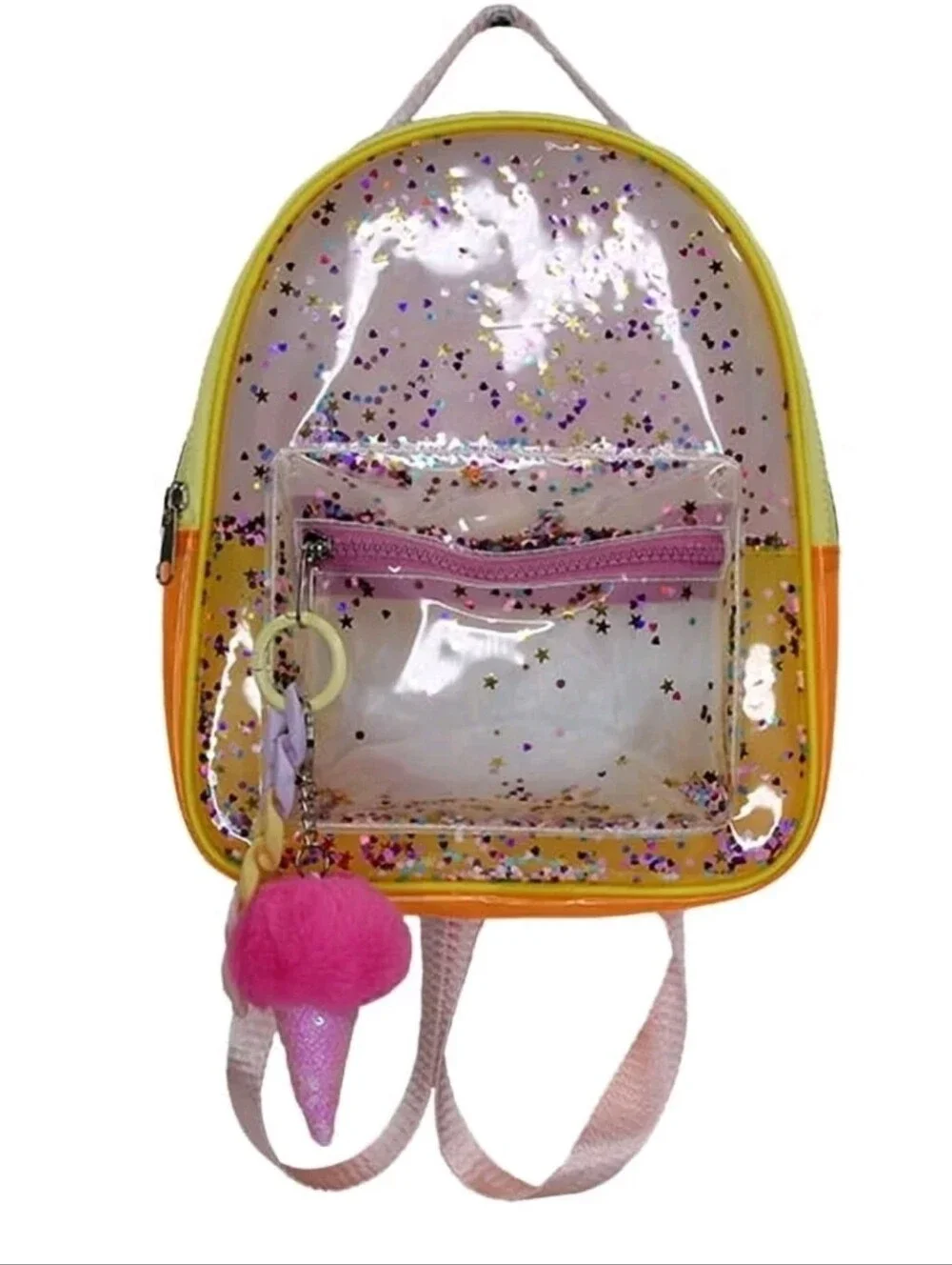 NWT! Wonder Nation Yellow Pink Multicolor Confetti Clear Mini Back Pack NEW